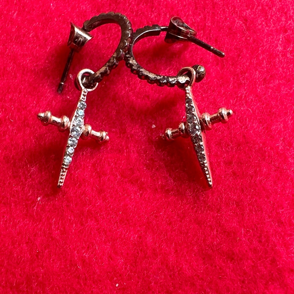 Gold Cross Earrings with Rhinestones